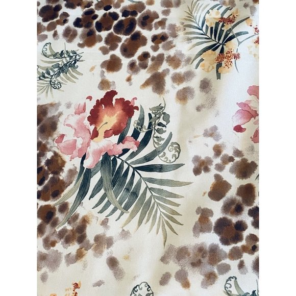 Tropical Print Fabric Tablecloth Pink Iris Green Ferns Yellow Orchids 60x82" - Picture 8 of 8